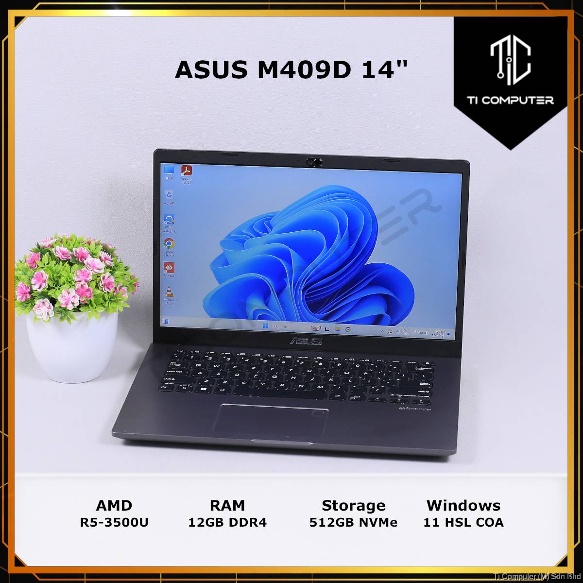 ASUS M409D AMD Ryzen 3500U 12GB DDR4 RAM 512GB NVMe SSD MX250