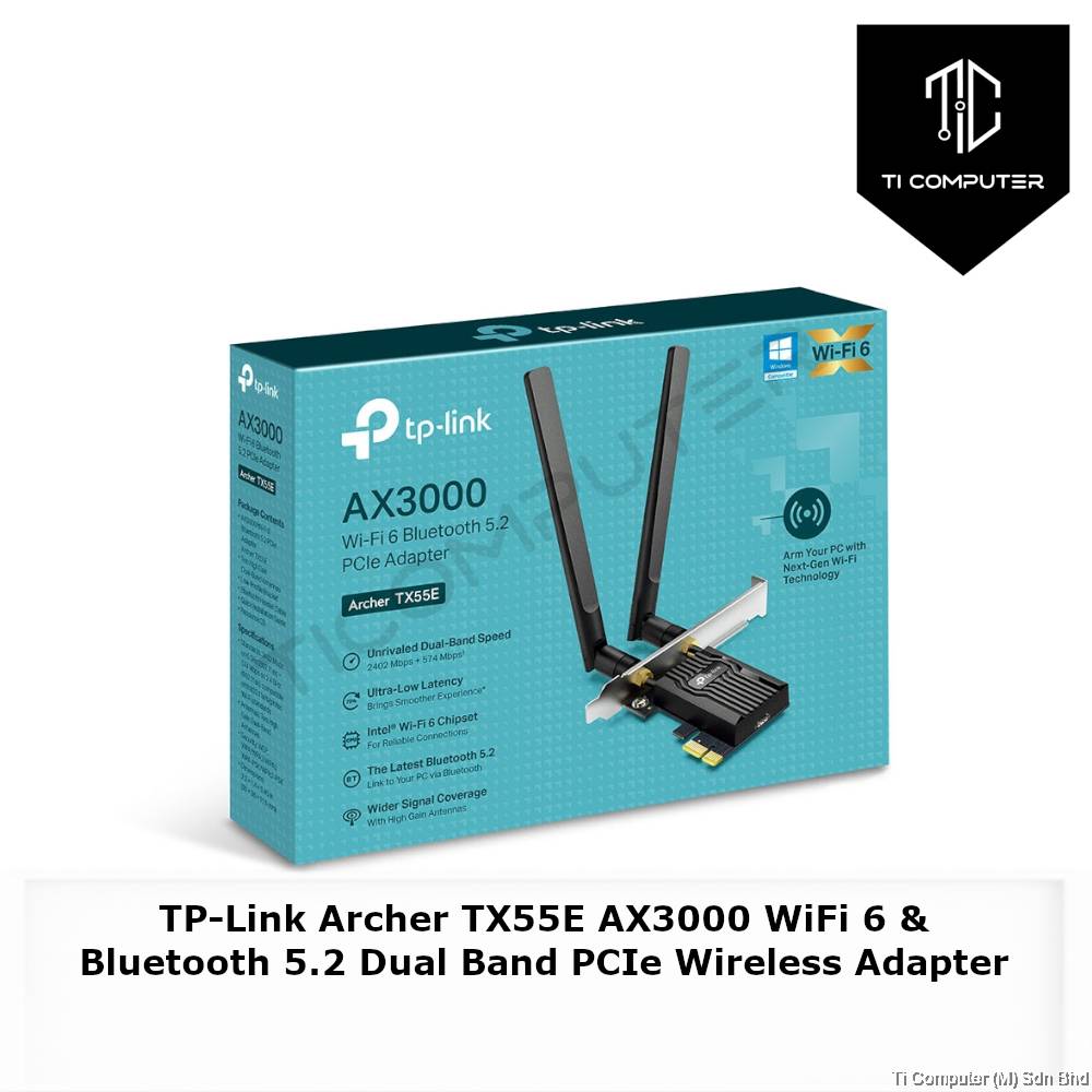 TPLink Archer TX55E AX3000 WiFi 6 & Bluetooth 5.2 Dual Band Wifi Card