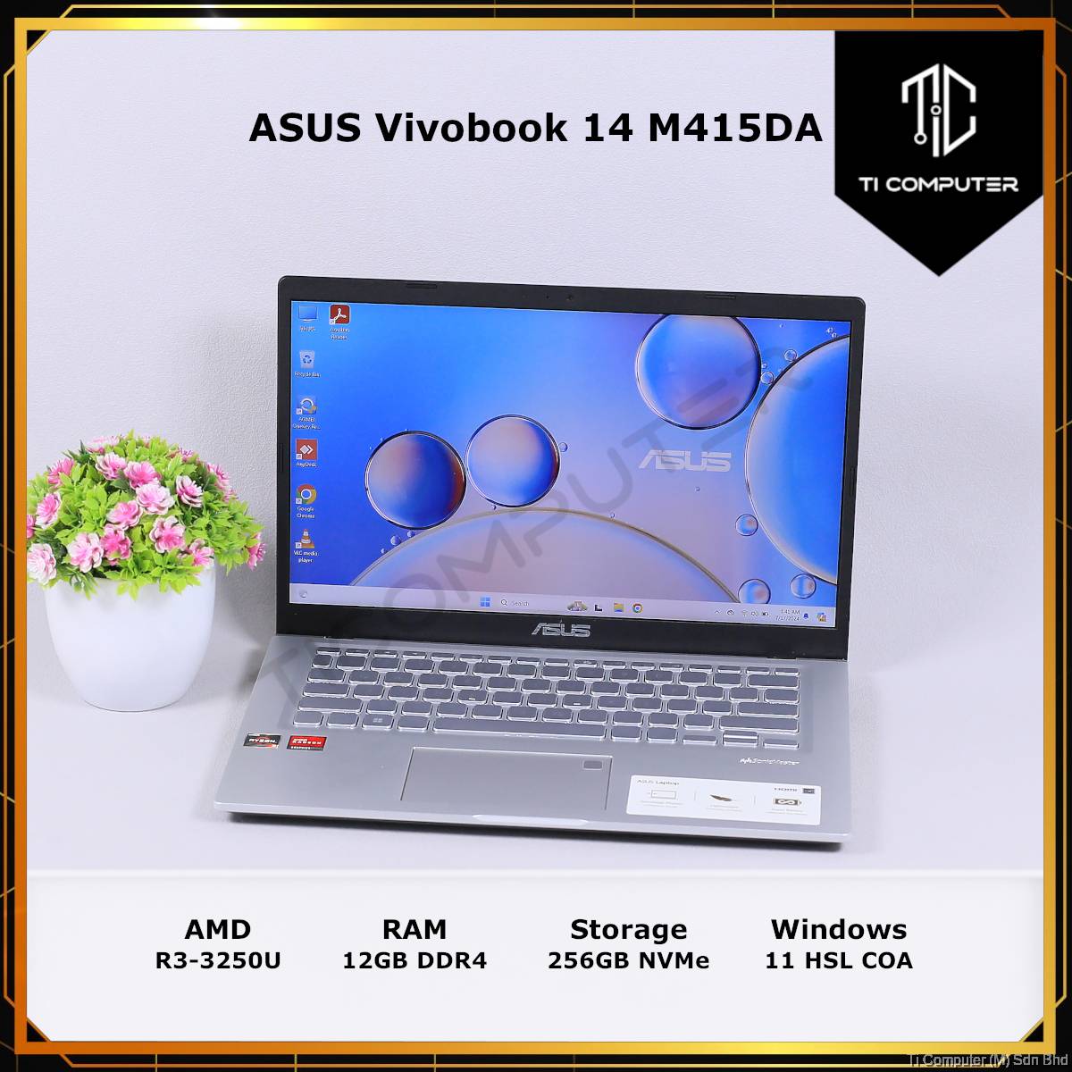 ASUS Vivobook 14 M415DA AMD Ryzen 3250U 12GB DDR4 RAM 256GB NVMe