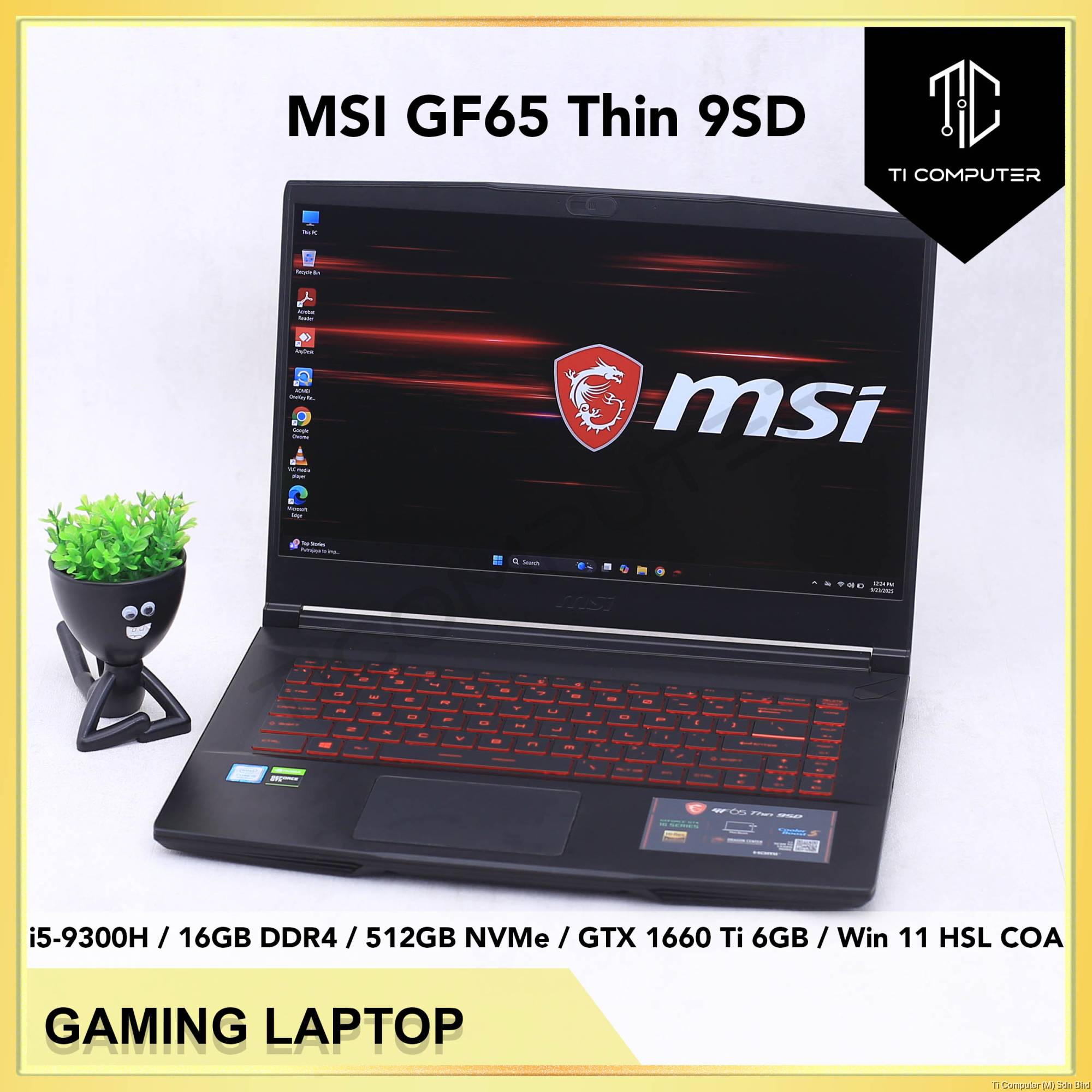 Gaming Laptop I5 9300h 1660 Ti MSI GF65 Thin 9SD Intel I5-9300H