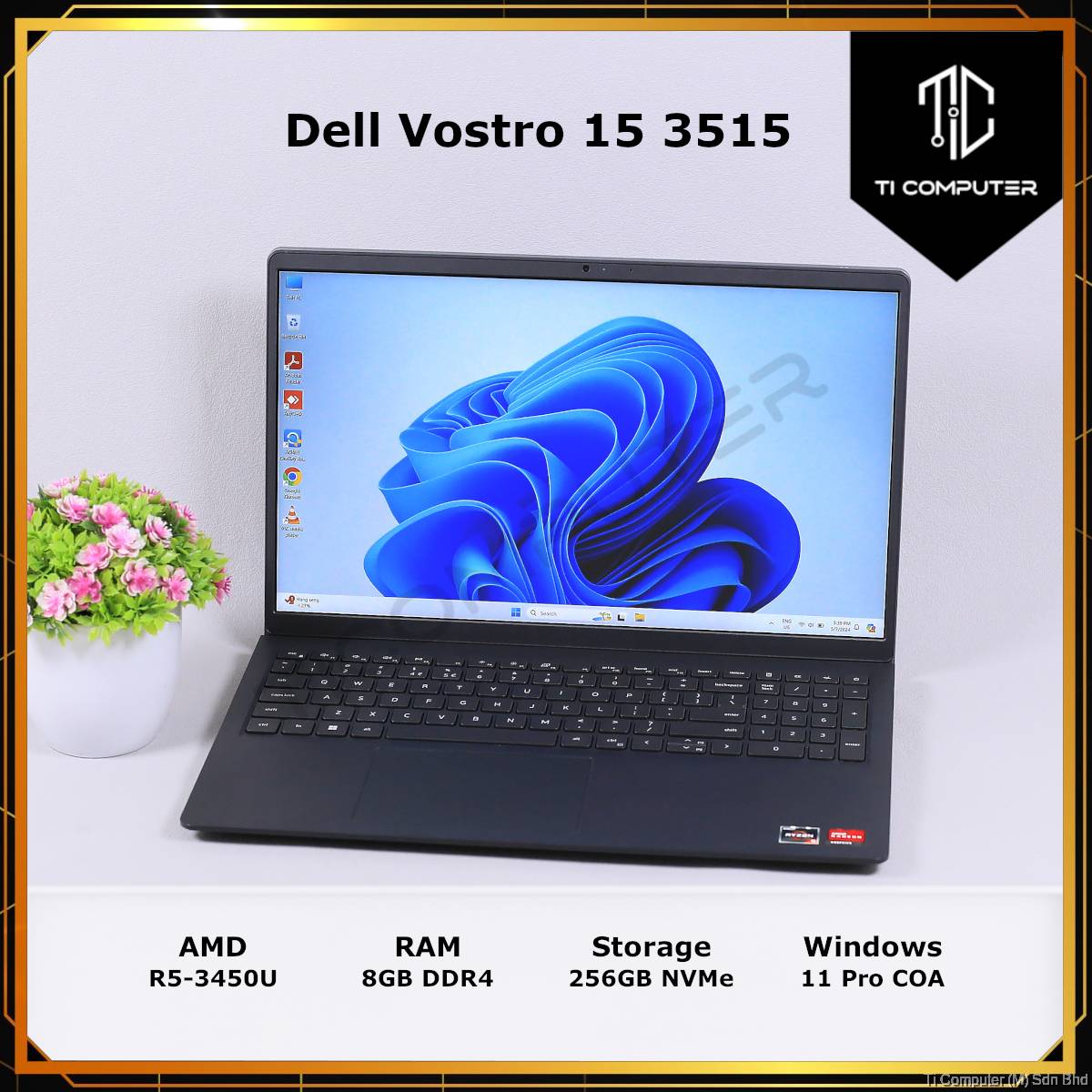Dell Vostro 15 3515 Ryzen 5 3450U 8GB DDR4 RAM 256GB NVMe