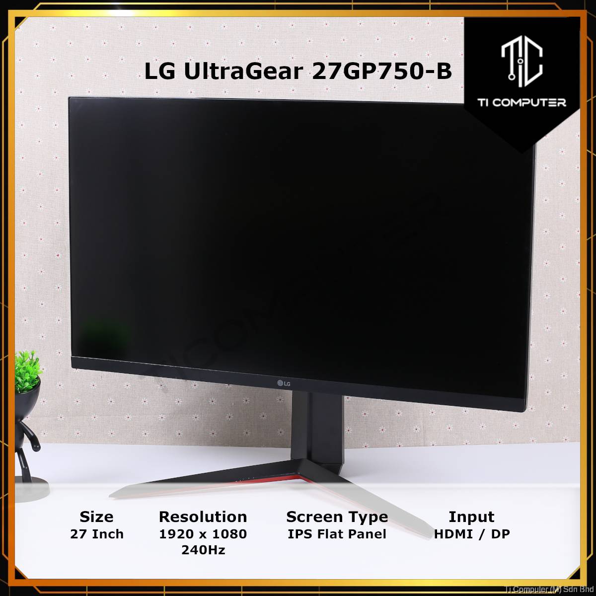 LG UltraGear 27GP750-B 27 inch Widescreen Frameless IPS Panel 1080P FHD ...