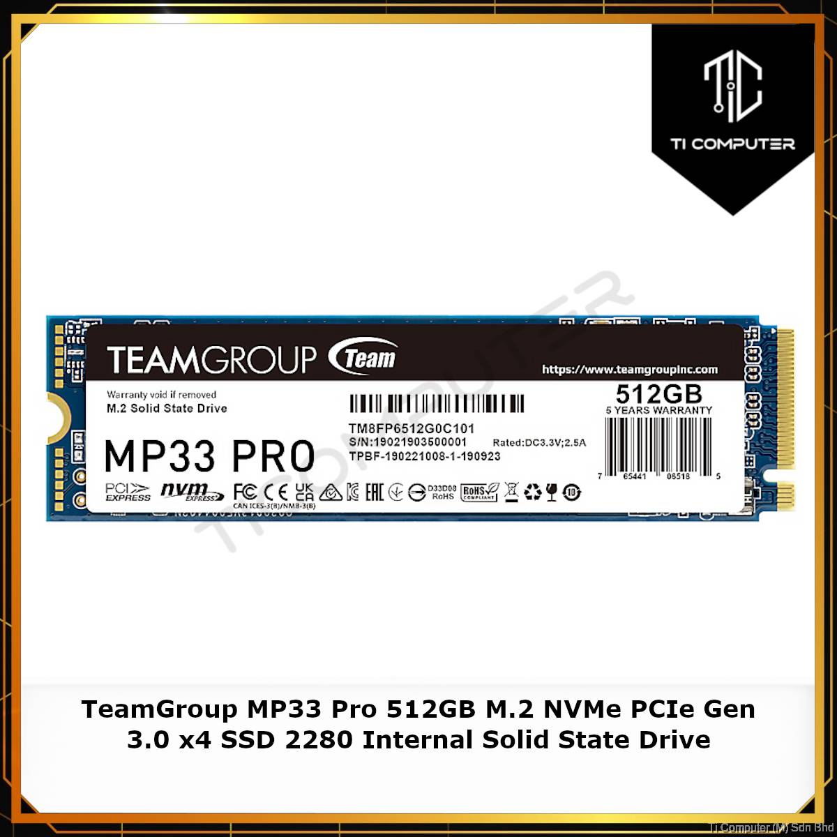 TeamGroup MP33 Pro TM8FPD512G0C101 512B NVMe PCIe Gen x4