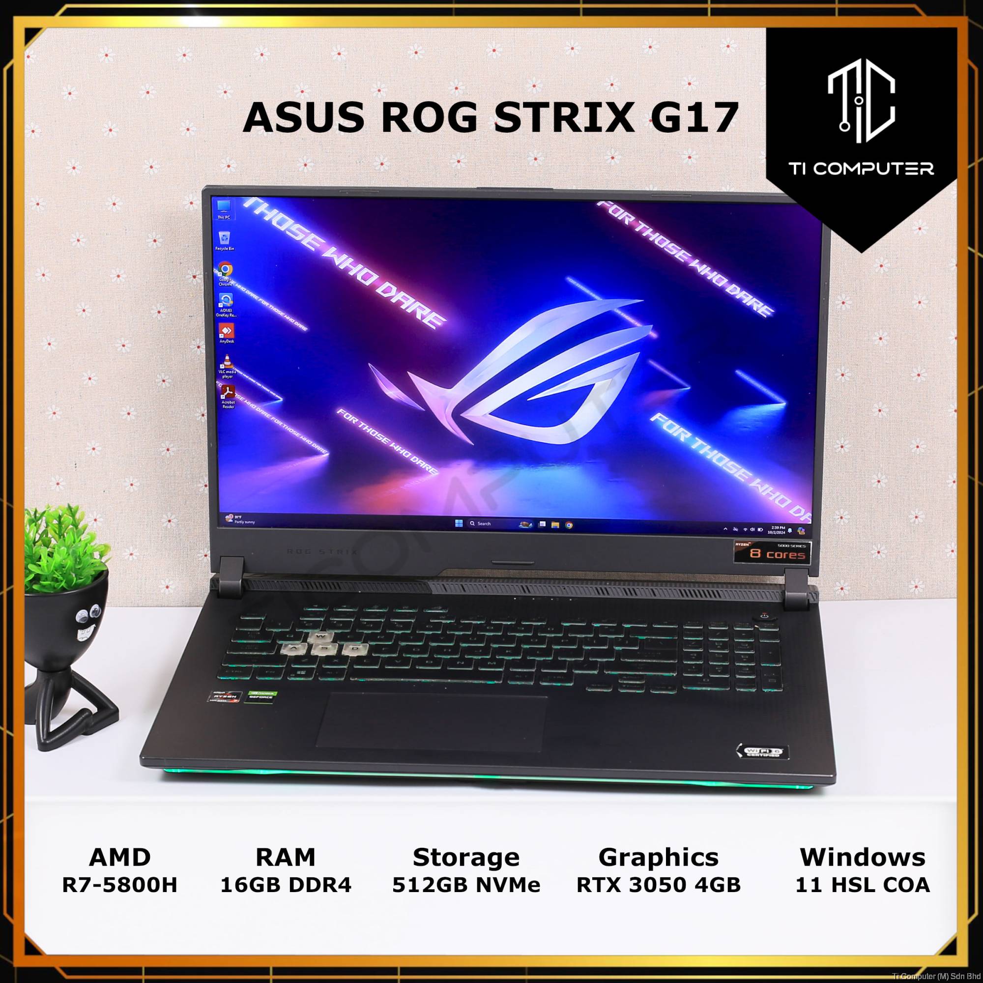 ASUS ROG STRIX G17 G713Q Ryzen 5800H 16GB RAM 512GB NVMe SSD RTX