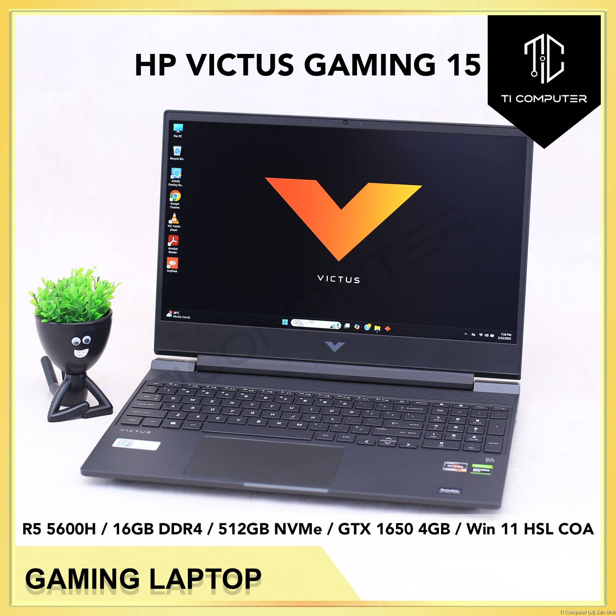 HP Victus Gaming 15-fb0034ax Ryzen 5600H 16GB DDR4 RAM 512GB