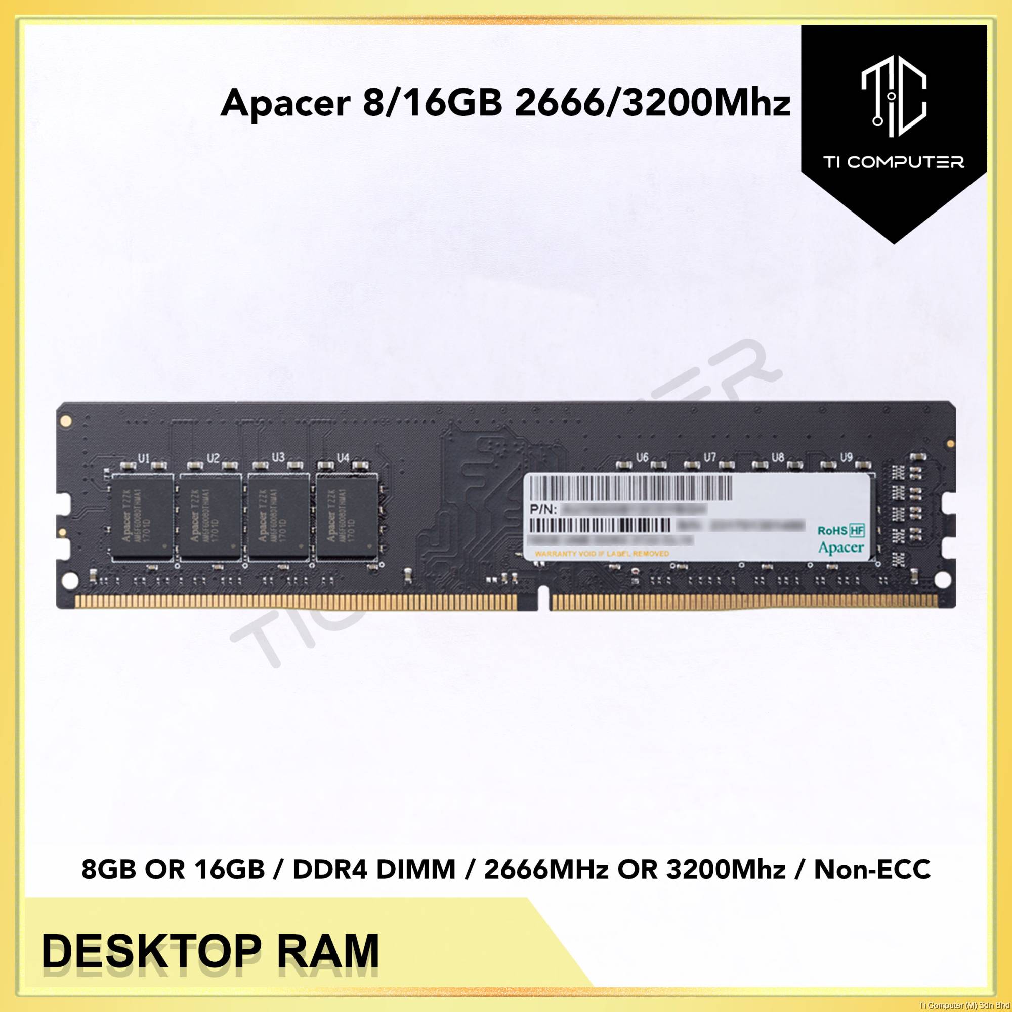 New Apacer 8GB 16GB DDR4 2666MHz 3200Mhz DIMM Desktop PC RAM