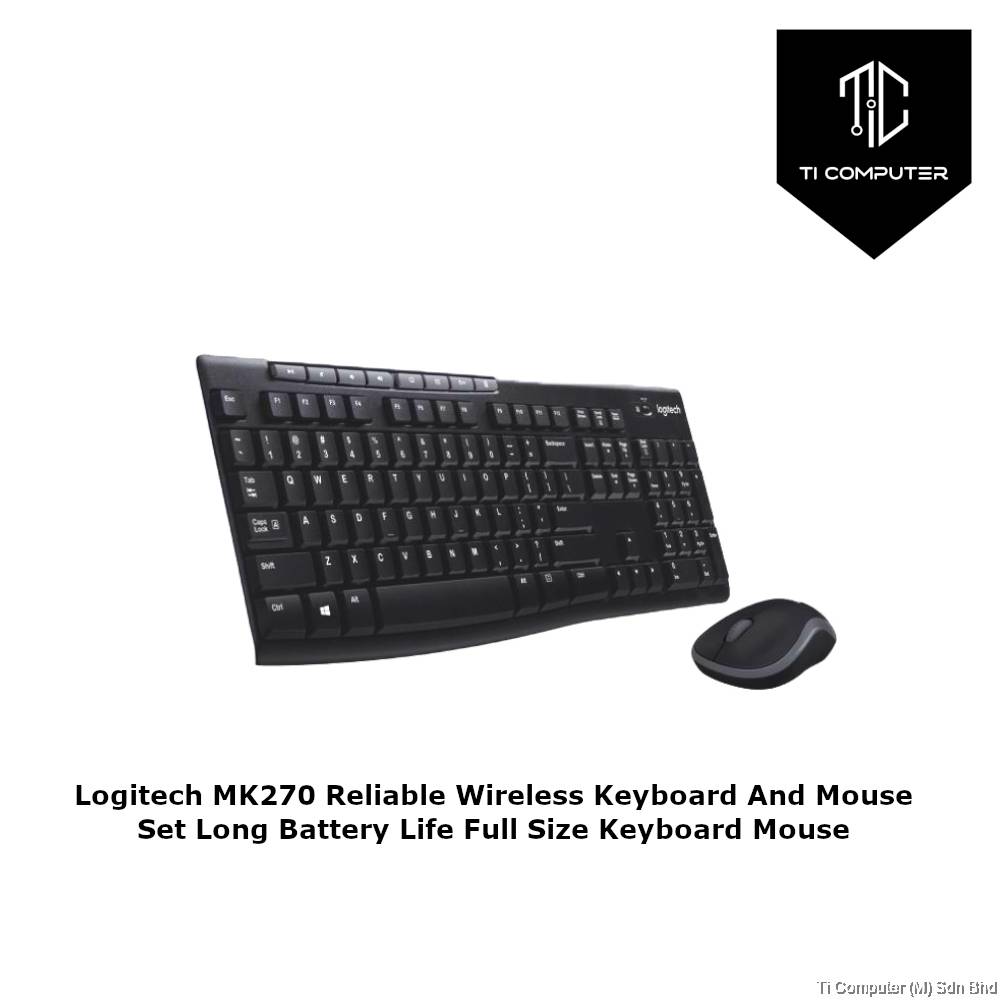 Logitech MK270 Reliable Wireless Keyboard And Mouse Set Long Battery Life Full Size Keyboard Mouse