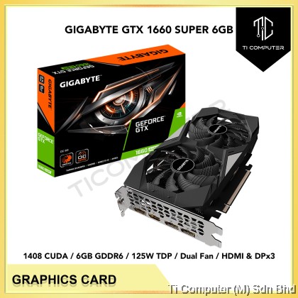 Used Gigabyte GV-N166SOC-6GD GeForce GTX 1660 SUPER OC 6G GDDR5 Graphic Card