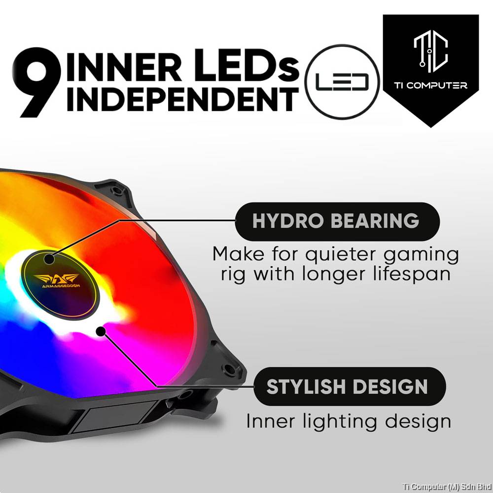 Armaggeddon Core12 Chroma LED 120mm Gaming PC Cooler Fan