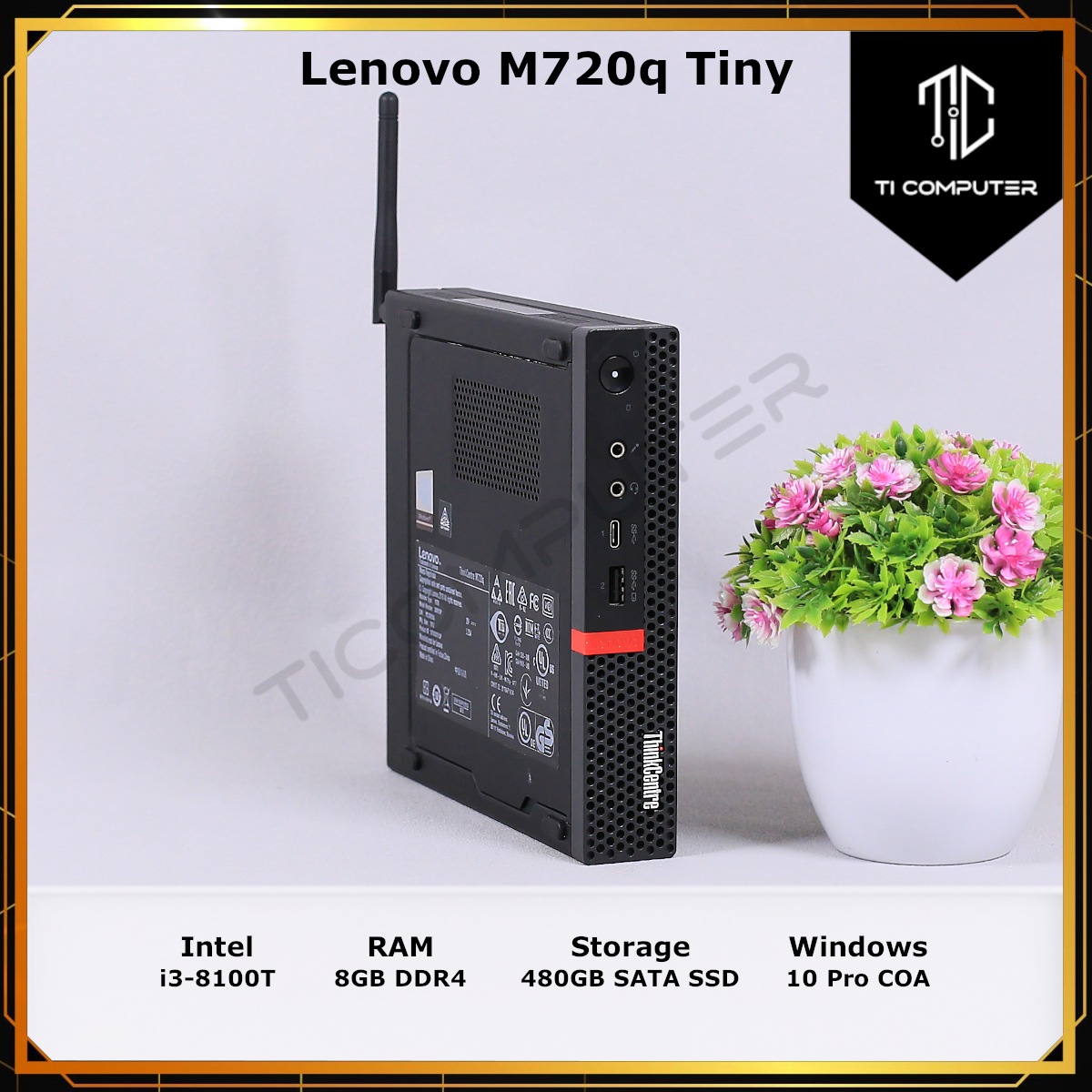 Windowsデスクトップ ThinkCentre M720Q Tiny | i3-8100T 8GB スリム筐体 中古デスクトップLenovo ThinkCentre M720s Small
