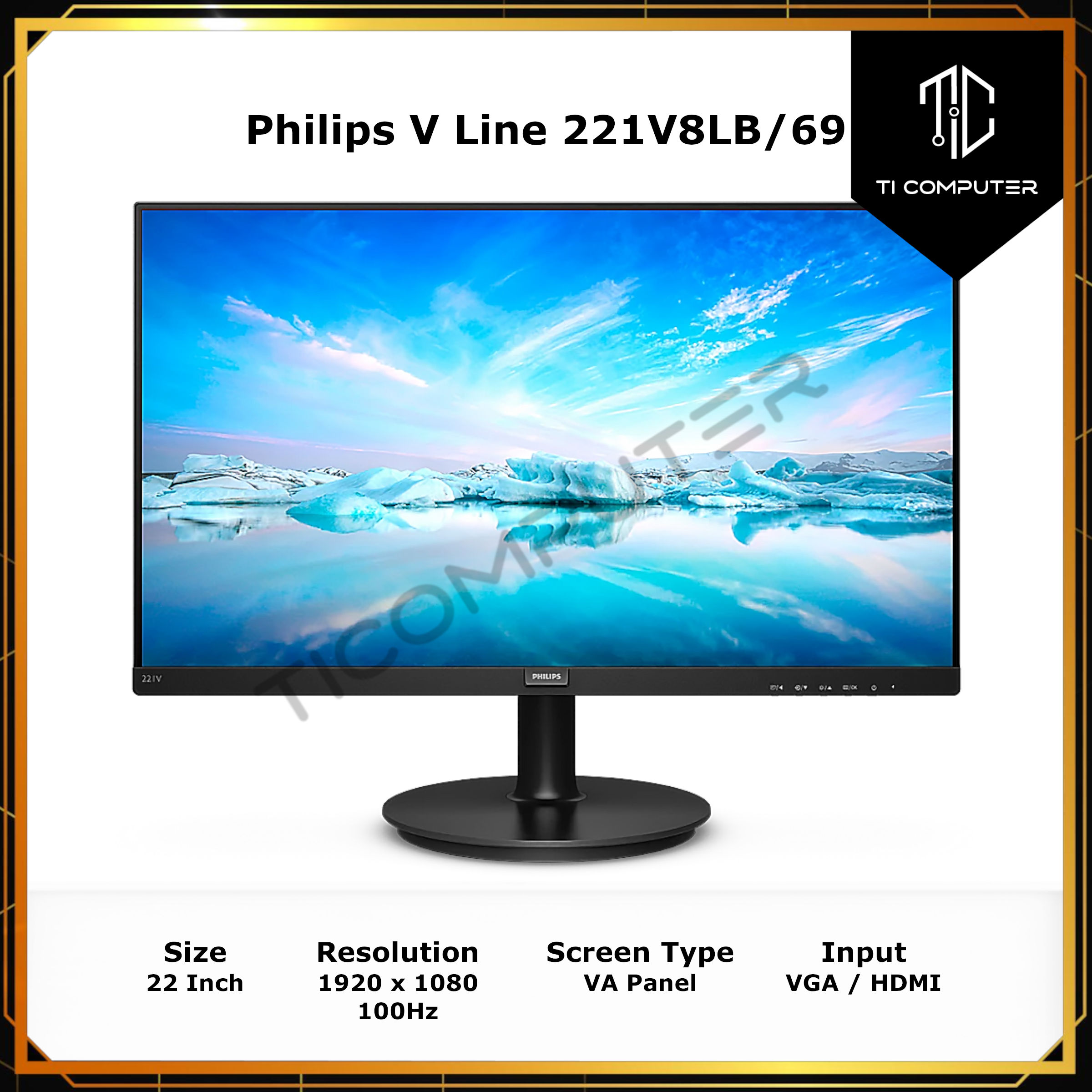 PHILIPS LEDモニター HDMI VGA PHILIPS 221V8L - 22 inch Monitor, LED, FHD, VGA, HDMI, 4