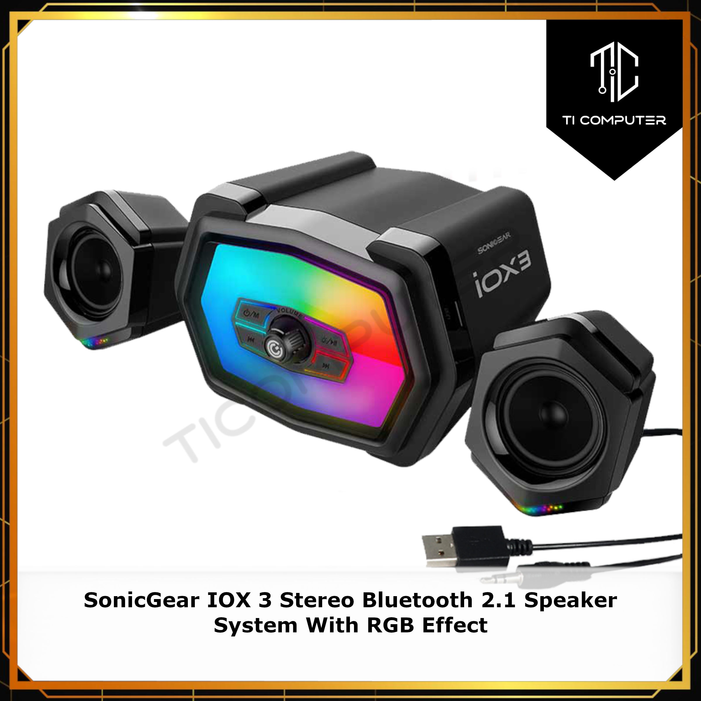 SonicGear IOX 3 Stereo Bluetooth 2.1 Speaker System RGB Effect with