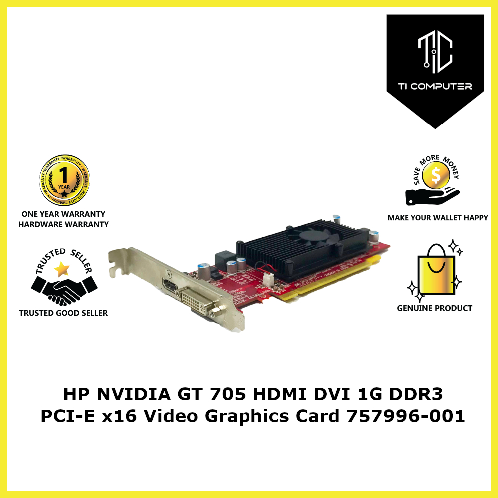 HP NVIDIA GT 705 HDMI DVI 1G DDR3 PCIE x16 Video Graphics Card 757996001